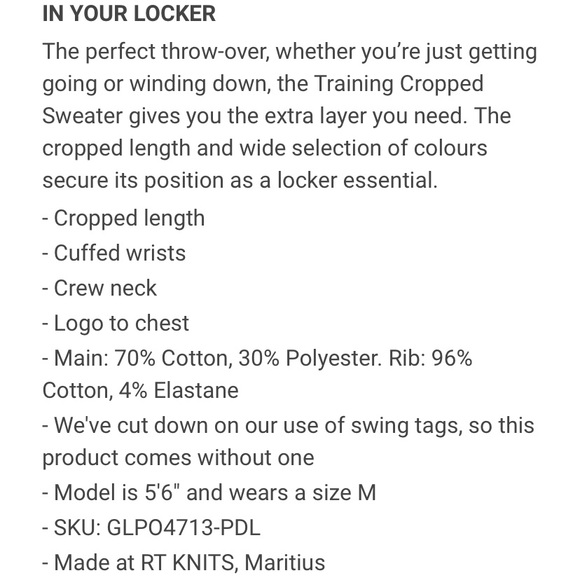 Gymshark Training Cropped Sweater - Picture 2 of 2